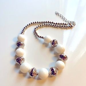 Artisan Sterling Silver Plated Tridacna Clam Shell Bead Necklace
